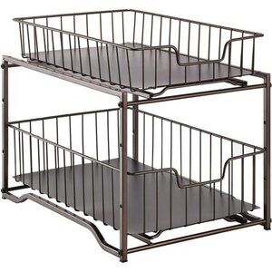 2-Tier Spice Rack Kitchen Organizer Cabinet Storage with Sliding Storage Drawer